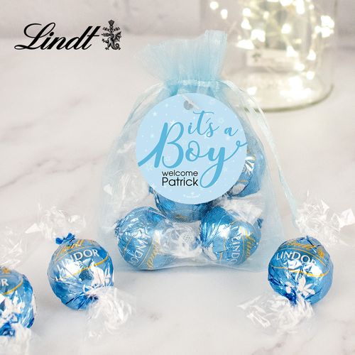 Personalized It's a Boy Lindt Truffle Organza Bag