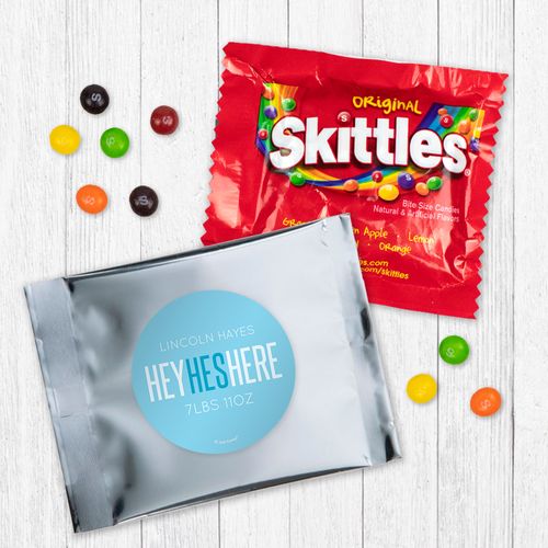 Personalized Boy Birth Announcement He's Here - Skittles
