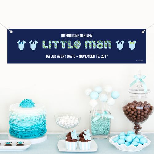 Personalized Little Man Birth Announcement 5 Ft. Banner