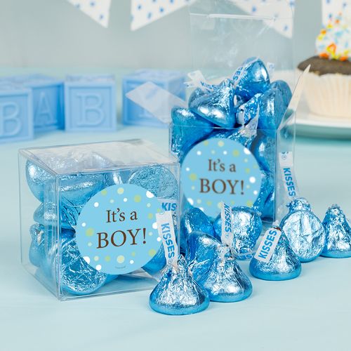 Baby Boy Bubbles Birth Announcement Clear Gift Box