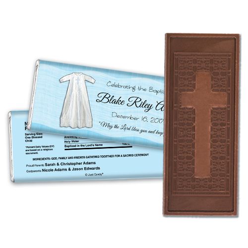 Baptism Personalized Embossed Cross Chocolate Bar Wrapped in Faith