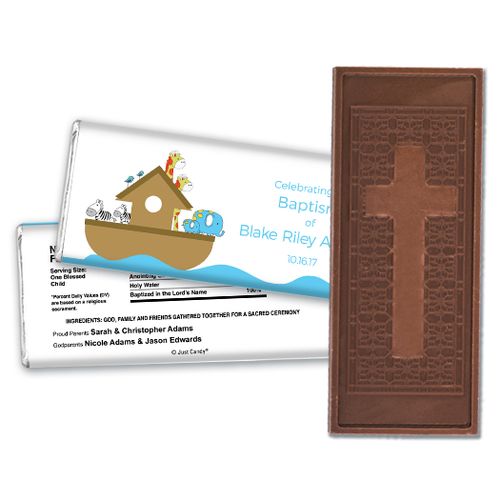 Baptism Embossed Cross Chocolate Bar Noah's Ark