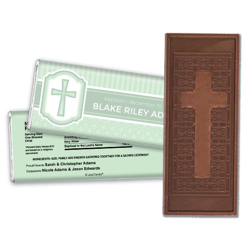 Classic Baptism Personalized Embossed Cross Chocolate Bar