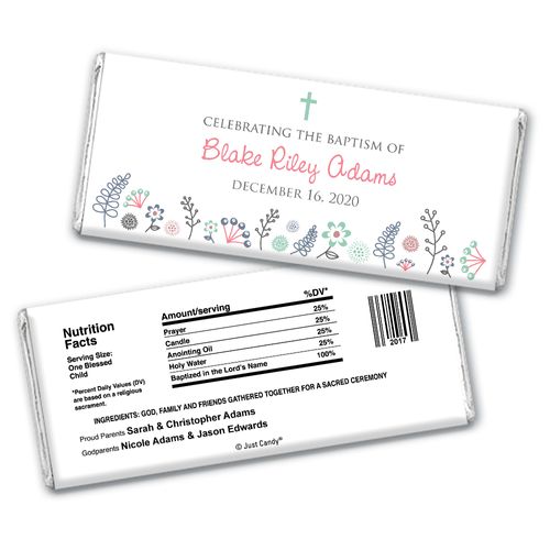 Blooming Life Baptism Personalized Candy Bar - Wrapper Only