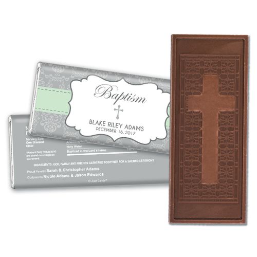 Personalized Framed Cross Baptism Embossed Cross Chocolate Bar