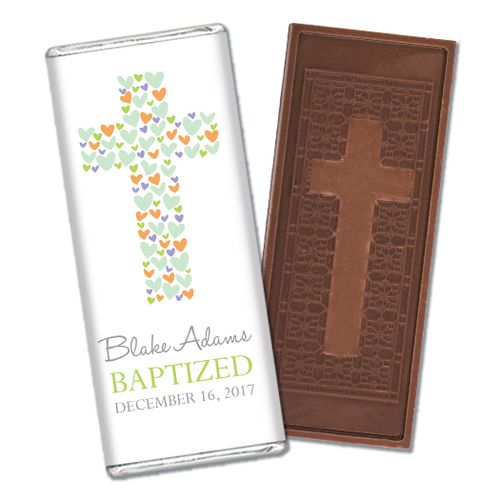 Sweet Sacrament Baptism Personalized Embossed Cross Chocolate Bar