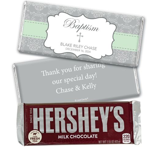 Baptism Personalized Hershey's Milk Chocolate Bar Framed Cross