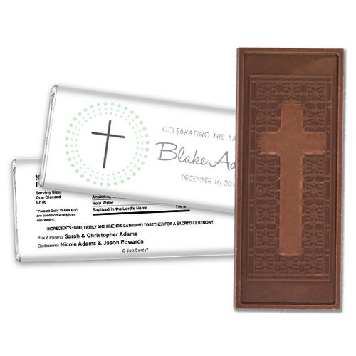 Radiant Cross Baptism Personalized Embossed Cross Chocolate Bar