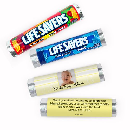 Personalized Cross and Scroll Baptism Lifesavers Rolls (20 Rolls)