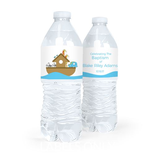 Personalized Baptism Noah's Ark Water Bottle Labels (5 Labels)