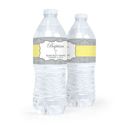 Personalized Girl Baptism Framed Cross Water Bottle Labels (5 Labels)