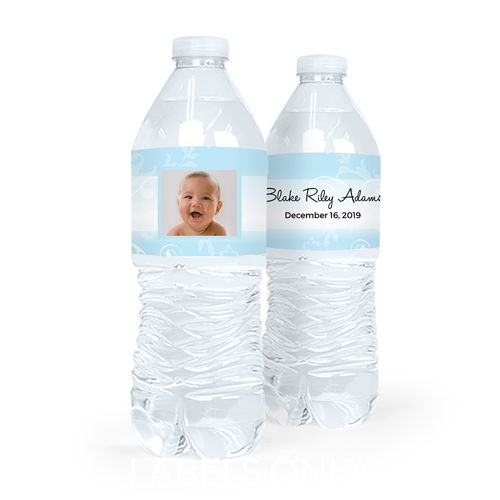 Personalized Boy Baptism Cross and Scroll Water Bottle Labels (5 Labels)