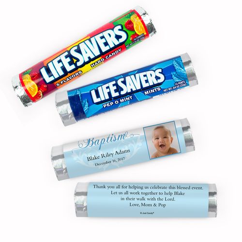 Personalized Photo and Scroll Baptism Lifesavers Rolls (20 Rolls)