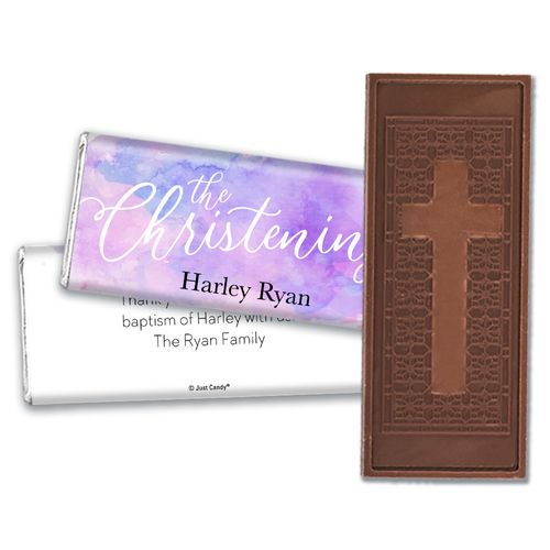 Personalized Watercolor Christening Embossed Chocolate Bar