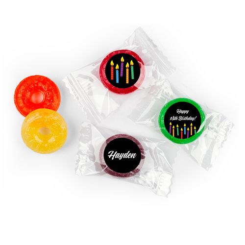 Birthday Personalized Life Savers 5 Flavor Hard Candy Lit Candles