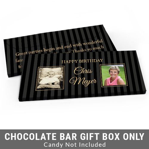 Deluxe Personalized Pinstripe Birthday Candy Bar Favor Box