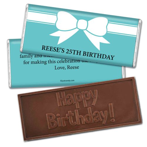 Birthday Personalized Embossed Chocolate Bar Tiffany Style Bow
