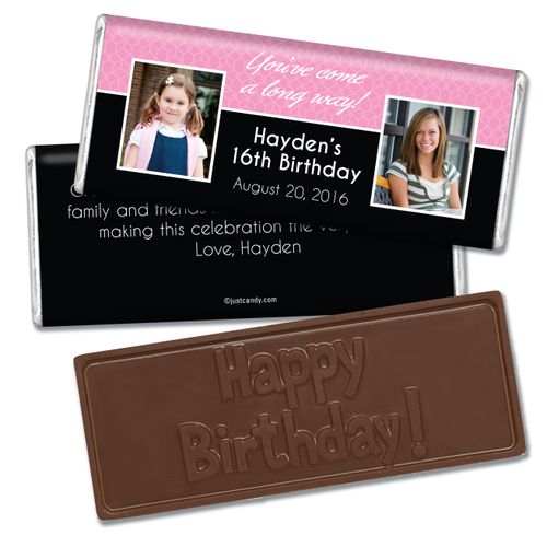 Birthday Personalized Embossed Chocolate Bar Then & Now Photo