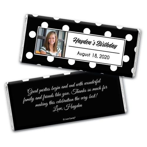 Birthday Polka Dot Photo Personalized Candy Bar - Wrapper Only