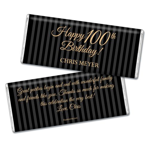 Milestones Personalized Chocolate Bar 100th Birthday Favors