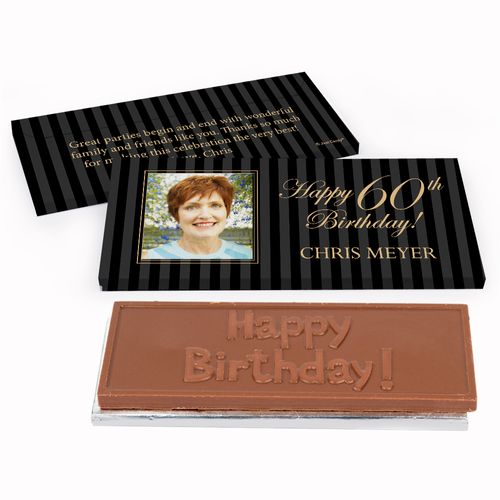 Deluxe Personalized Photo 60th Birthday Chocolate Bar in Gift Box