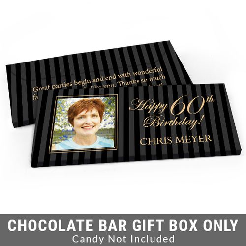 Deluxe Personalized Photo 60th Birthday Candy Bar Favor Box