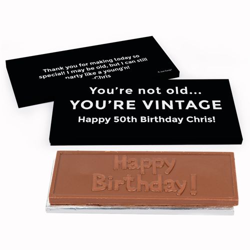 Deluxe Personalized Vintage Birthday Birthday Chocolate Bar in Gift Box