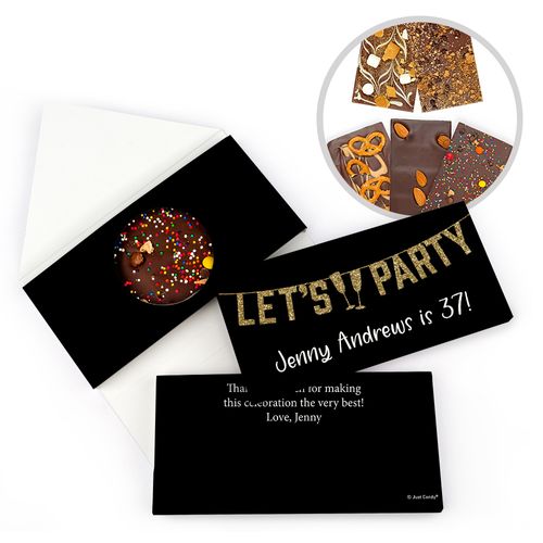 Personalized Birthday Let's Party Birthday Gourmet Infused Belgian Chocolate Bars (3.5oz)