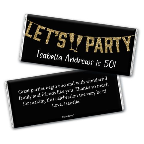 Personalized Milestone Birthday Let's Party Chocolate Bar Wrappers