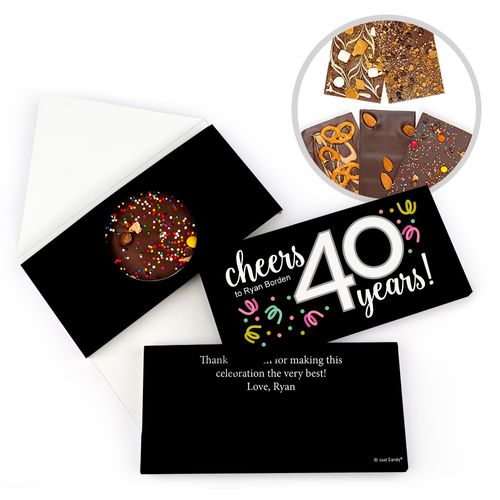Personalized Birthday Milestone Forty Confetti Birthday Gourmet Infused Belgian Chocolate Bars (3.5oz)