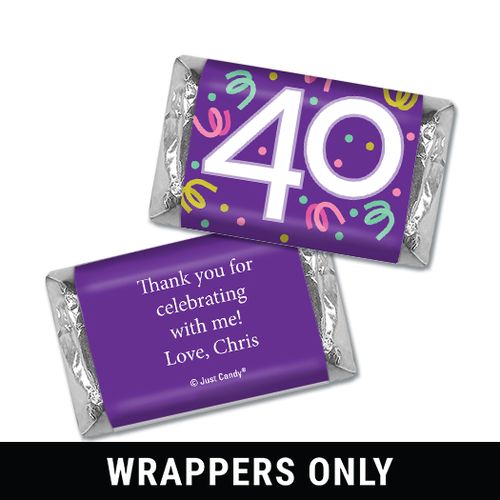 Personalized Forty Confetti Birthday Hershey's Miniatures Wrappers Only
