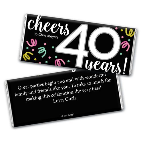 Personalized Milestone Birthday Forty Confetti Chocolate Bar Wrappers