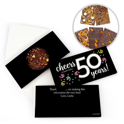 Personalized Birthday Milestone Fifty Confetti Birthday Gourmet Infused Belgian Chocolate Bars (3.5oz)