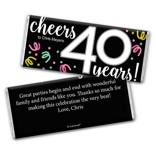 Personalized Milestone Birthday Forty Confetti Chocolate Bar