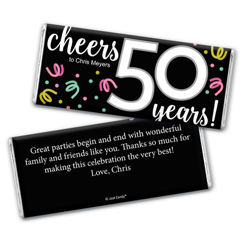 Personalized Milestone Birthday Fifty Confetti Chocolate Bar Wrappers