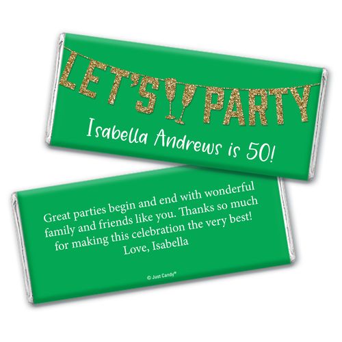Personalized Milestone Birthday Let's Party Chocolate Bar Wrappers