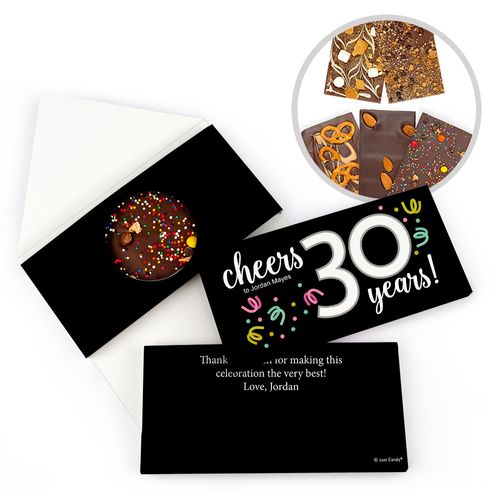 Personalized Birthday Milestone Thirty Confetti Birthday Gourmet Infused Belgian Chocolate Bars (3.5oz)