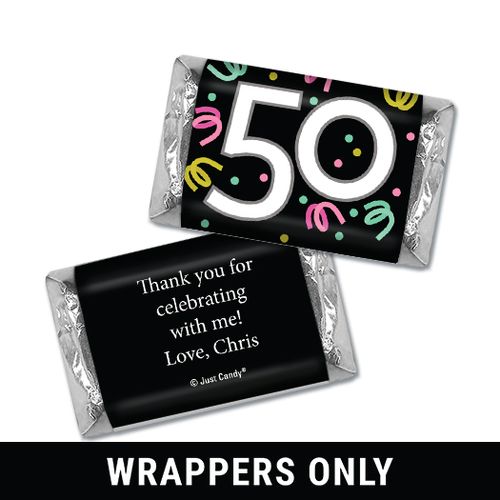 Personalized Fifty Confetti Birthday Hershey's Miniatures Wrappers Only