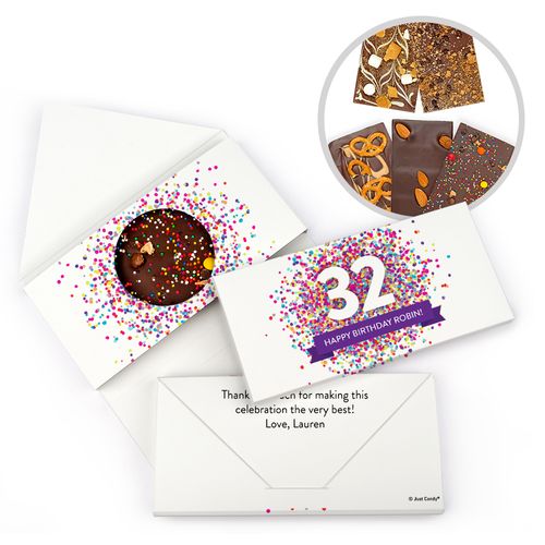 Personalized Confetti Burst Birthday Gourmet Infused Belgian Chocolate Bars (3.5oz)