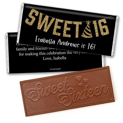 Personalized Birthday Sweet 16 Glitter Party Chocolate Bar