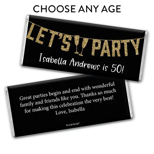 Personalized Milestone Birthday Let's Party Chocolate Bar