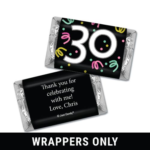 Personalized Thirty Confetti Birthday Hershey's Miniatures Wrappers Only