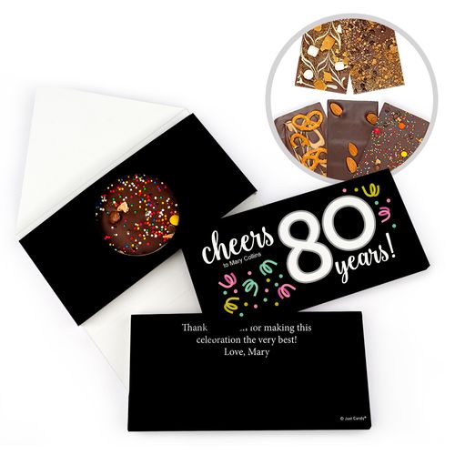 Personalized Birthday Milestone Eighty Confetti Birthday Gourmet Infused Belgian Chocolate Bars (3.5oz)