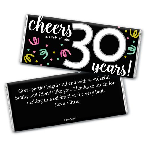 Personalized Milestone Birthday Thirty Confetti Chocolate Bar Wrappers