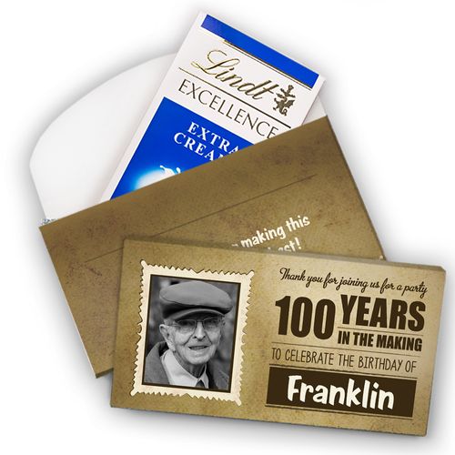 Deluxe Personalized Milestone 100th Birthday Years in the Making Lindt Chocolate Bar in Gift Box (3.5oz)