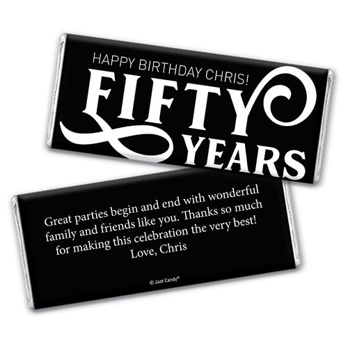 Personalized Milestone Birthday Fifty Chocolate Bar Wrappers