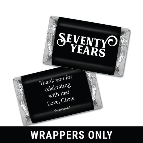 Personalized Milestones 70th Type Birthday Hershey's Miniatures Wrappers Only