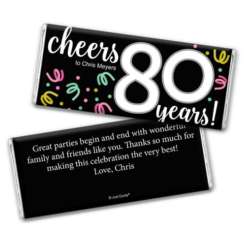 Personalized Milestone Birthday Eighty Confetti Chocolate Bar
