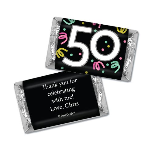 Personalized Hershey's Miniatures - Fifty Confetti Birthday