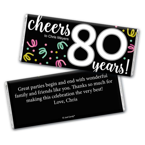 Personalized Milestone Birthday Eighty Confetti Chocolate Bar Wrappers